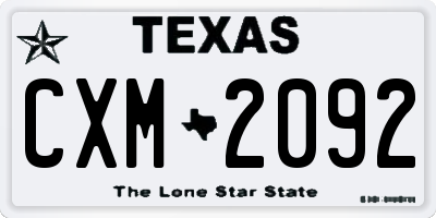 TX license plate CXM2092