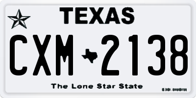 TX license plate CXM2138