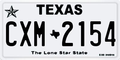 TX license plate CXM2154