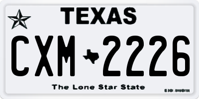 TX license plate CXM2226