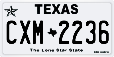 TX license plate CXM2236