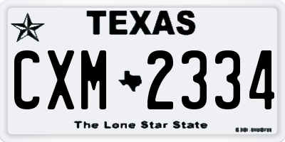 TX license plate CXM2334