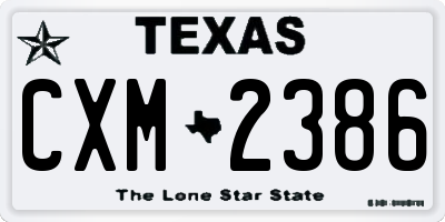 TX license plate CXM2386