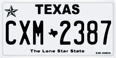 TX license plate CXM2387
