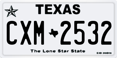 TX license plate CXM2532