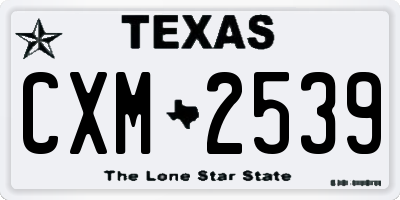 TX license plate CXM2539
