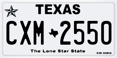 TX license plate CXM2550