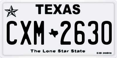 TX license plate CXM2630