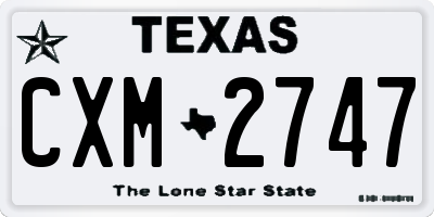 TX license plate CXM2747