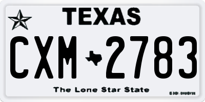 TX license plate CXM2783