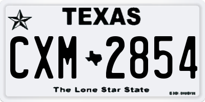 TX license plate CXM2854