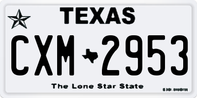 TX license plate CXM2953
