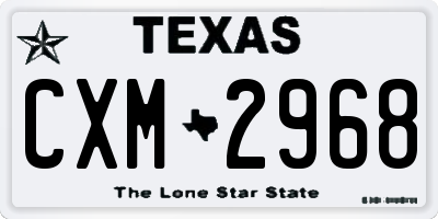 TX license plate CXM2968