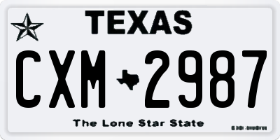 TX license plate CXM2987