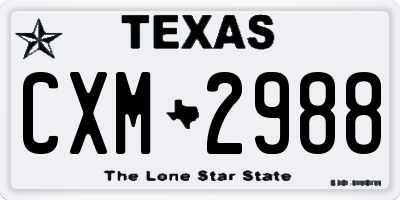 TX license plate CXM2988