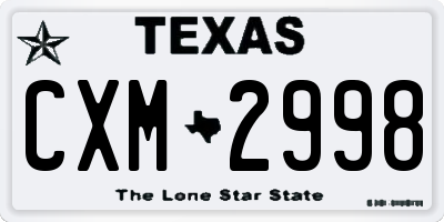 TX license plate CXM2998