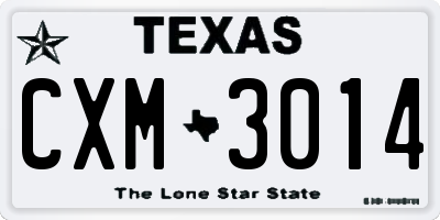 TX license plate CXM3014