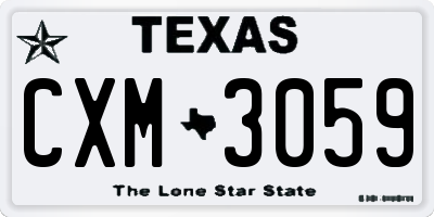 TX license plate CXM3059