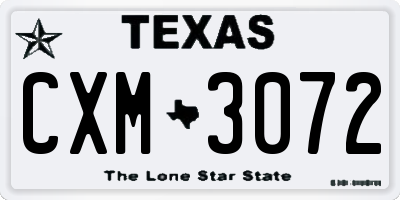 TX license plate CXM3072