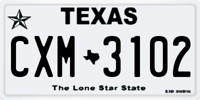 TX license plate CXM3102
