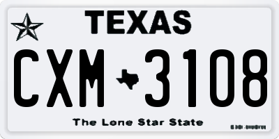 TX license plate CXM3108
