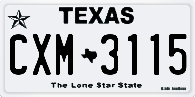 TX license plate CXM3115