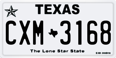 TX license plate CXM3168