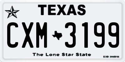 TX license plate CXM3199