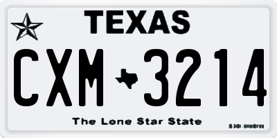 TX license plate CXM3214