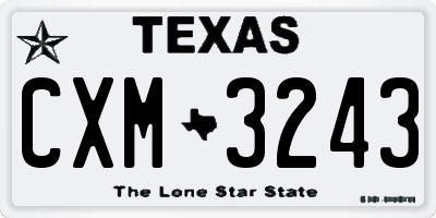 TX license plate CXM3243