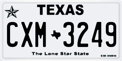TX license plate CXM3249