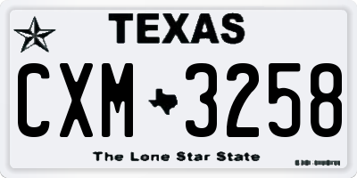 TX license plate CXM3258