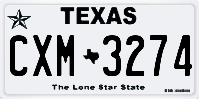 TX license plate CXM3274