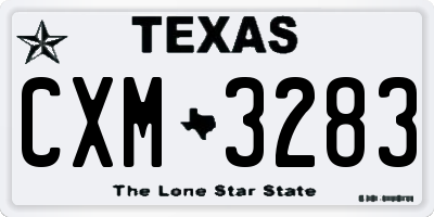 TX license plate CXM3283