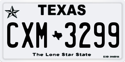 TX license plate CXM3299