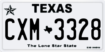 TX license plate CXM3328