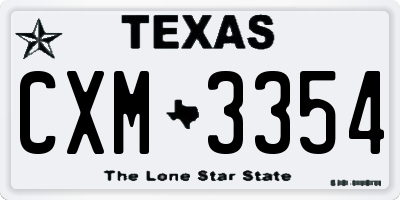 TX license plate CXM3354
