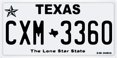 TX license plate CXM3360