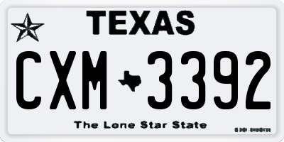 TX license plate CXM3392