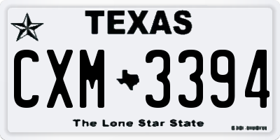 TX license plate CXM3394