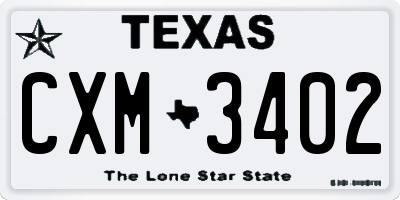 TX license plate CXM3402