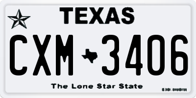 TX license plate CXM3406