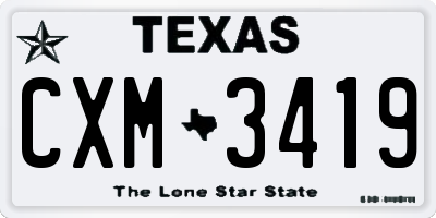 TX license plate CXM3419