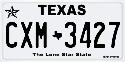 TX license plate CXM3427