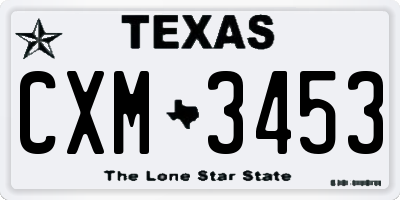 TX license plate CXM3453