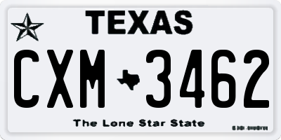 TX license plate CXM3462