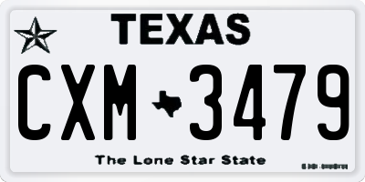 TX license plate CXM3479