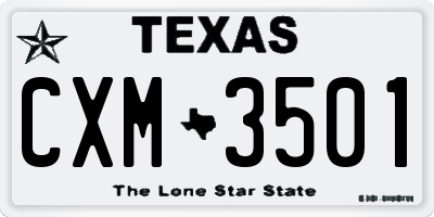 TX license plate CXM3501