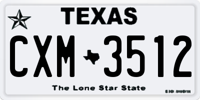 TX license plate CXM3512