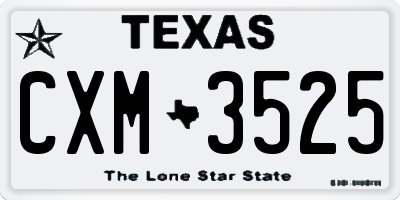 TX license plate CXM3525